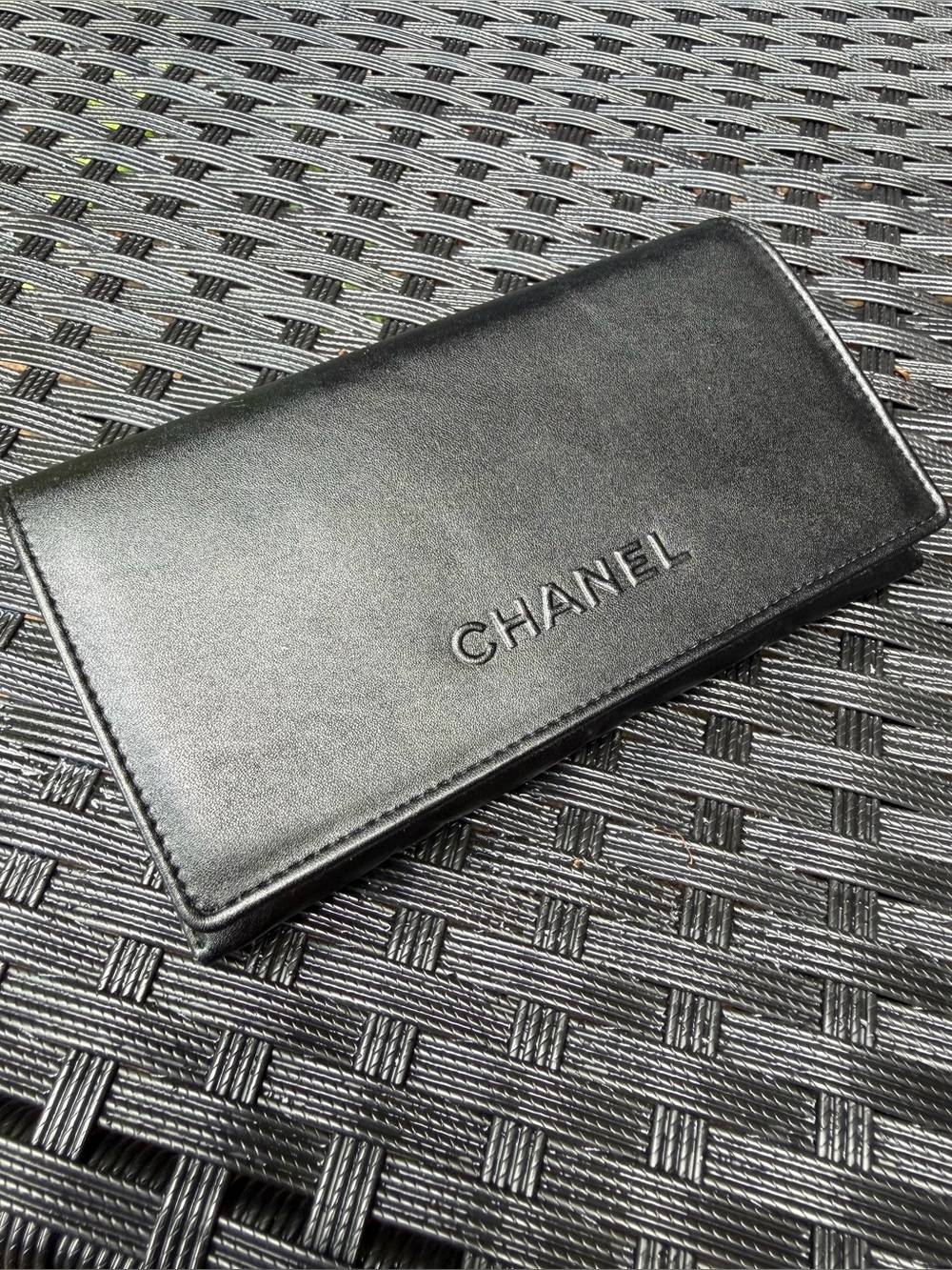 CHANEL Black Quilted Folding Eyeglasses Sunglasses Case 7” x 3.5”